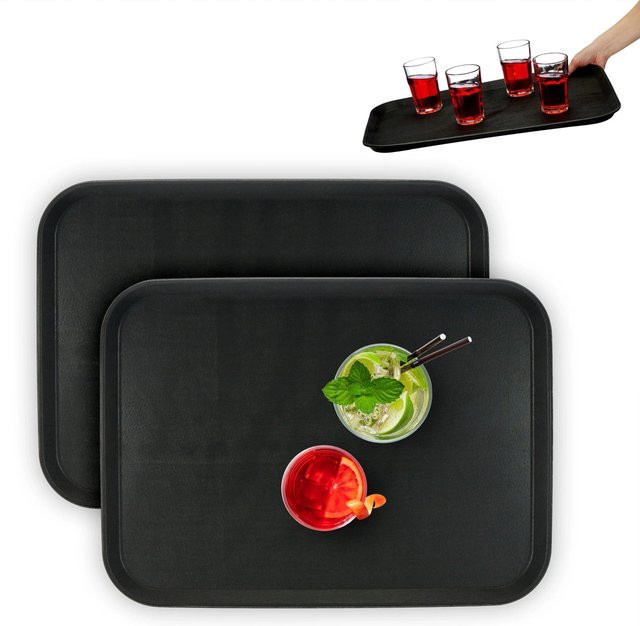 Rutschfestes Relaxdays Serviertablett aus Kunststoff in Schwarz B: 56 cm, T: 41 cm - Bild 1