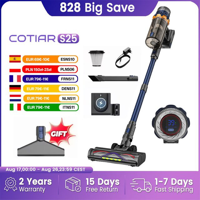 COTIAR S25 Akku-Staubsauger in Blau mit 650 W und 60 kPa Saugkraft sowie abnehmbarem Akku - Bild 1