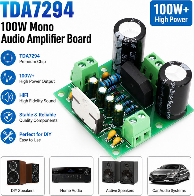 Gaqqee TDA7294 100W Hochleistungs-Mono-Verstärkerplatine Hi-Fi Audiophiles Audio-Verstärkungsmodul in Grün - Bild 1