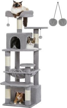 Pawz Road Katzenbaum grau mit Hängematte und Höhle, Höhe: 136 cm - Bild 1