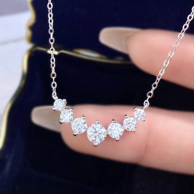 DWJ Halskette, 925 Silber, Moissanit, Diamant, Damen - Bild 1