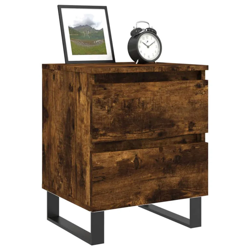 vidaXL Nachttische 2er Set in Räuchereiche, Wandmontage mit Schubladen, B/T/H: 40 x 35 x 50 cm - Bild 5