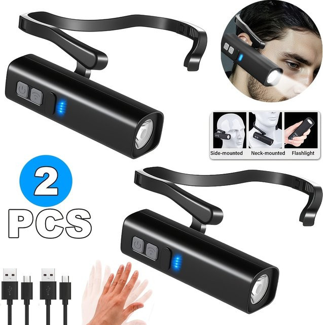 BALDR Ohrclip-Sensor-Stirnlampe mit LED, wiederaufladbar und wasserdicht, Farbe: Schwarz - Bild 1
