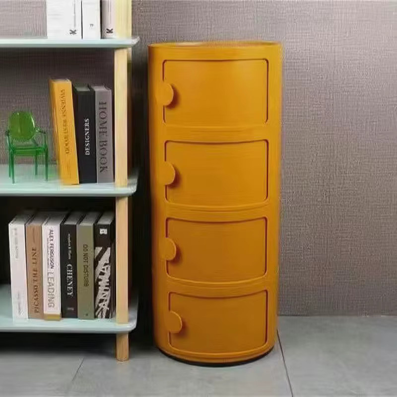 Runder Nachttisch von kmikli mit Schubladen aus Kunststoff für Schlafzimmer und Wohnzimmer - Bild 3