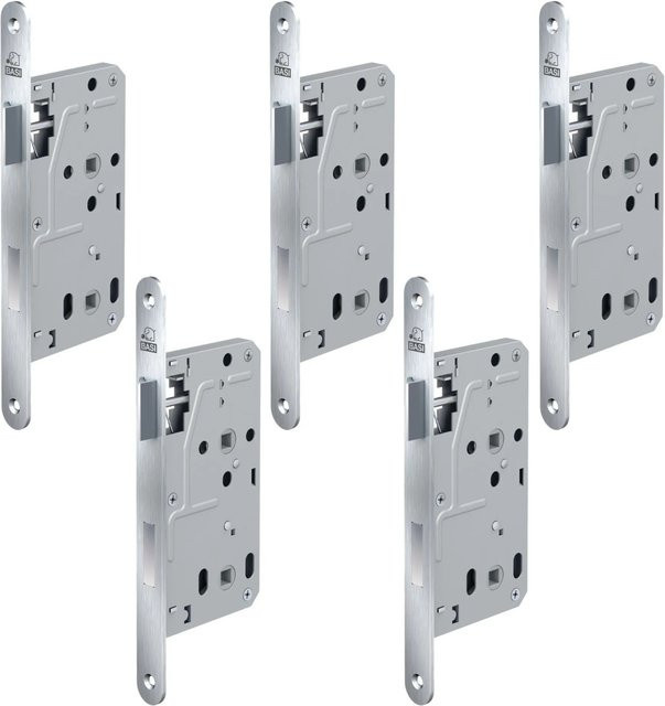 BASI Zimmertürschloss ES 929 BAD DIN Rechts/Links Rundstulp 20 mm Edelstahl Silber 5er Set - Bild 1