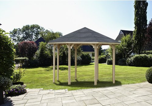 Wolff Finnhaus Holzpavillon Kreta 8, achteckig, beige, B/T: 327 x 327 cm - Bild 1
