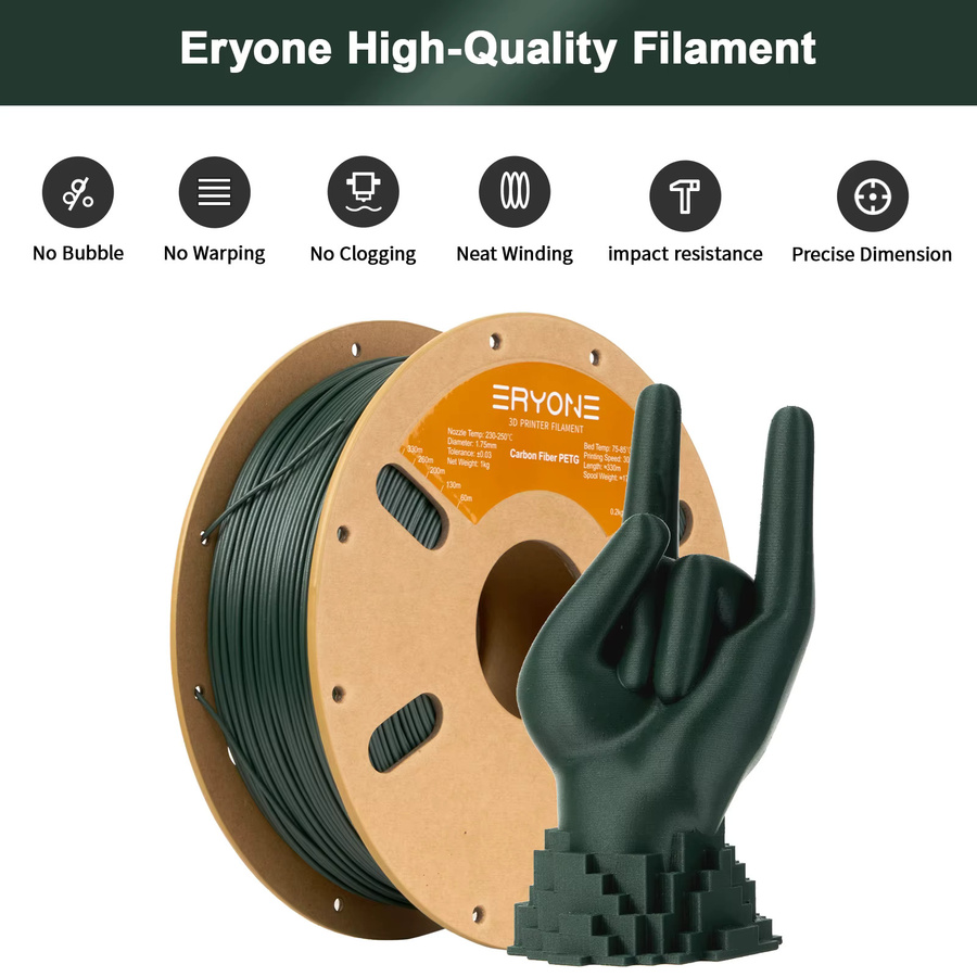 ERYONE PETG Carbon Fiber Premium Filament für FDM 3D-Druck, 5 kg - Bild 3