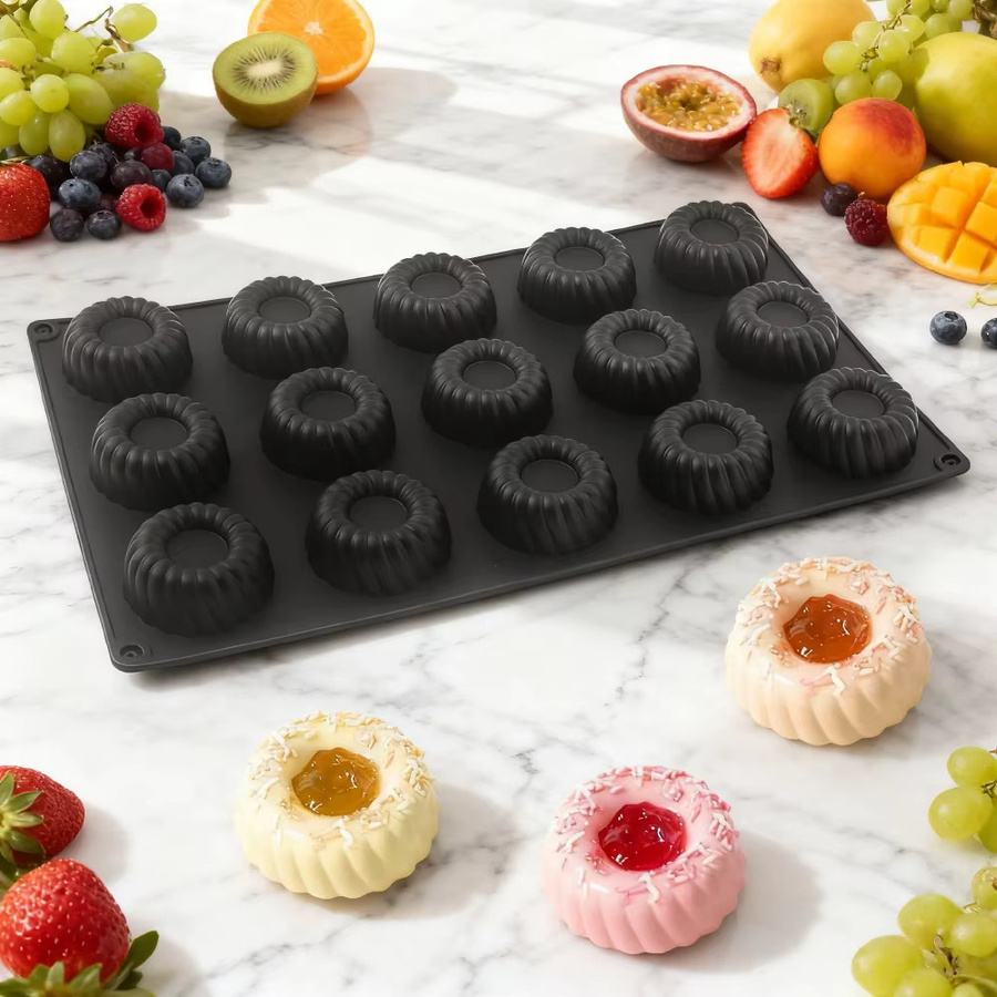 SHENHONG Silikon Backform mit 15 Zellen im konkaven Schrägdesign für Schokolade und Desserts - Bild 3
