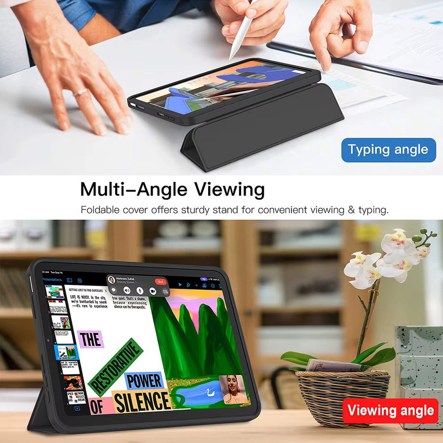 Zair Magnetische Smart Cover Hülle für iPad Mini 7 (2024) A17 Pro und iPad Mini 6 (2021) 8,3 Zoll mit weicher Silikon-Rückschale in Grau oder Schwarz - Bild 2