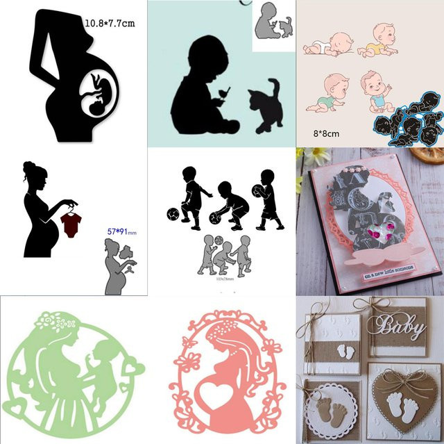Metall Stanzform für Scrapbooking und DIY Handwerk mit Motiv Schwangere Frau und Baby - Bild 1