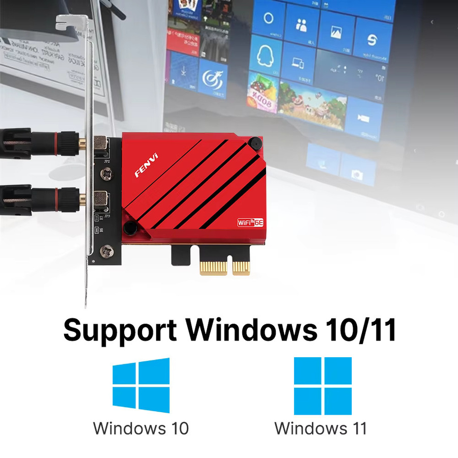 Fenvi WiFi 6E PCIe Netzwerkkarte mit Bluetooth 5.3, Tri-Band 5400Mbps WLAN Adapter für Windows 10/11 - Bild 4