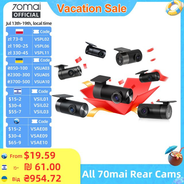 70mai Rückfahrkamera RC06 für Dashcams A810 A800SE A510 A200 A500S X800 und T800 in Schwarz - Bild 1