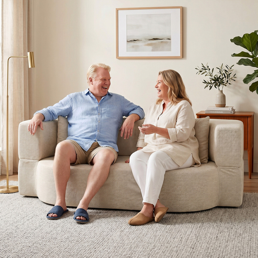 HOMCOM 2-Sitzer Schlafsofa aus Chenille in Beige mit klappbarer Rückenlehne und 2 Kissen, Breite: 190 cm - Bild 2