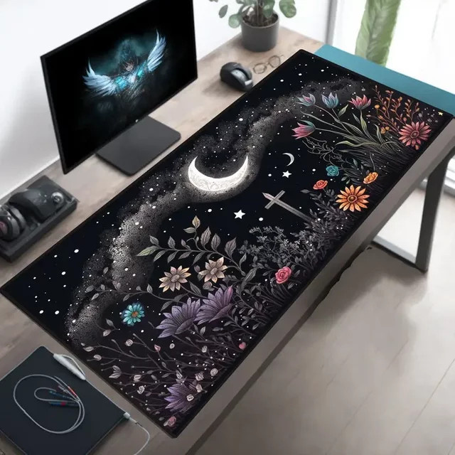 Cross Garden Mauspad von Potdemiel mit floralem Design als große XL Schreibtischunterlage für Computer, Tastatur und Laptop - Bild 1