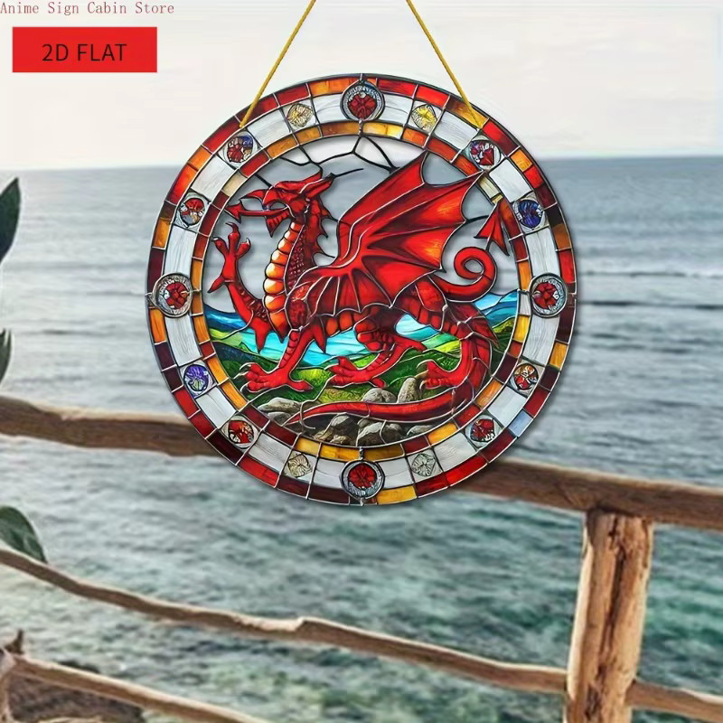 Potdemiel Drachen Sonnenfänger aus Acryl, rundes Fensterbild in Mehrfarbig, Durchmesser: 20 cm - Bild 4