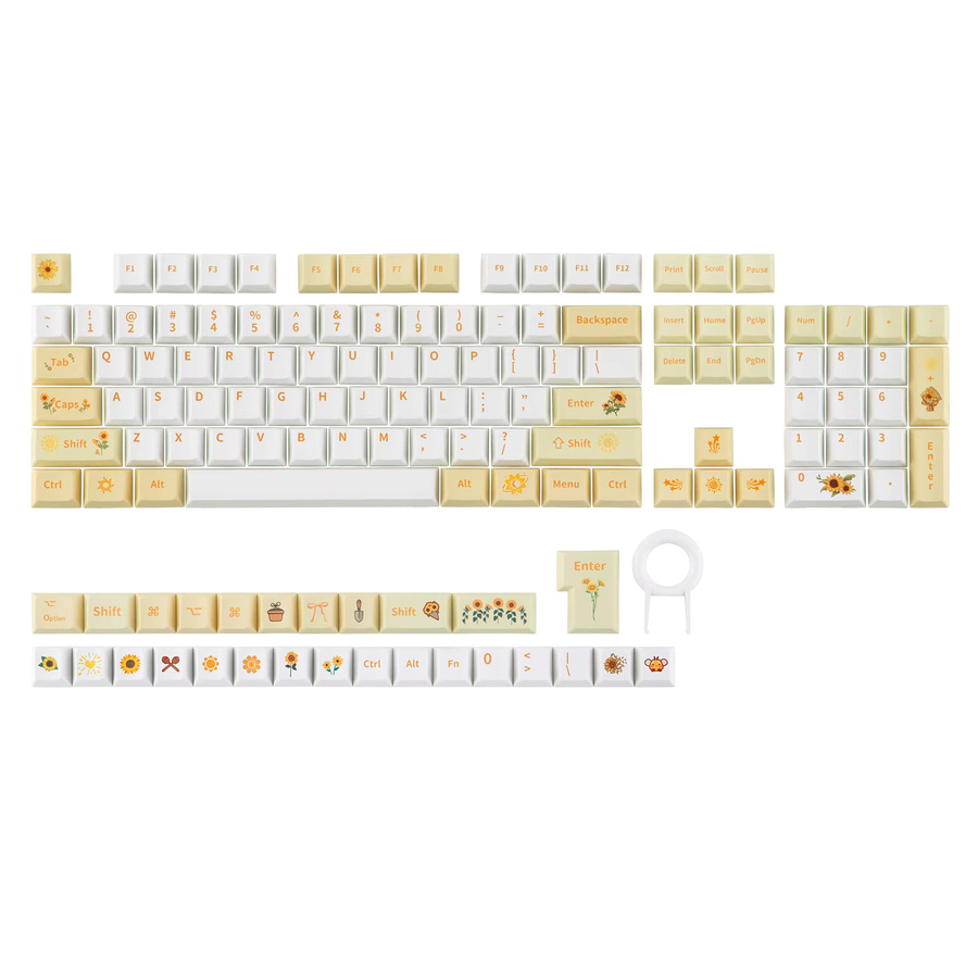 EPOMAKER Sonnenblumen Tastenkappen-Set in Gelb, 133 Cherry-Profil PBT Keycaps für mechanische Gaming-Tastaturen mit Front-Legenden - Bild 2
