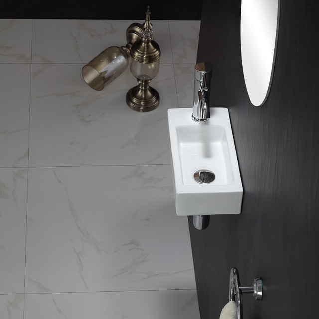 YISENLUO Mini Wandwaschbecken aus Keramik in Weiß, glänzend - Bild 1
