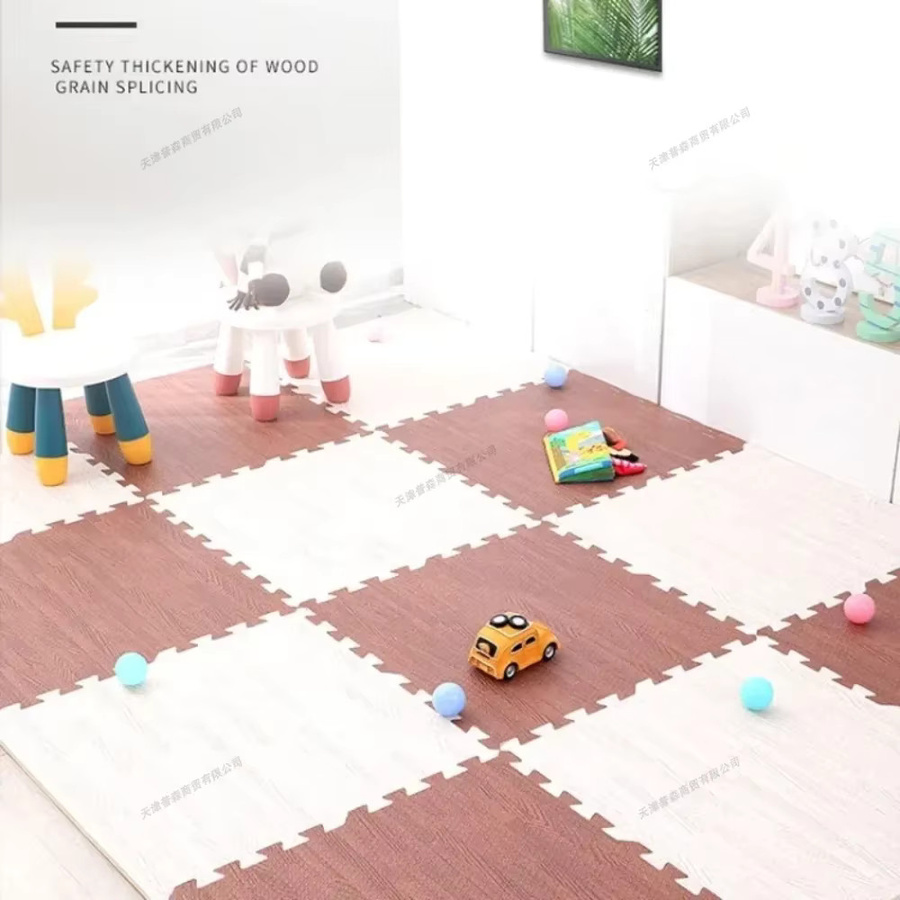 DHDH Babyspielmatte aus Schaumstoff in Holzoptik, rutschfeste Krabbelunterlage für Kinder in Braun - Bild 2
