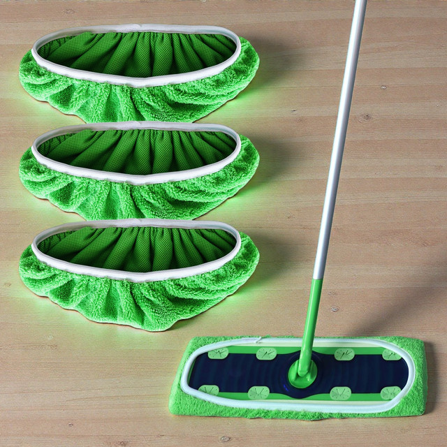 JINYUDOME 3-teiliges Mikrofaser-Mopp-Pad Set, grün, wiederverwendbar für Swiffer XL, trocken und nass, Breite: 43,5 cm - Bild 1