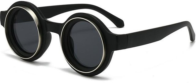 Kottdo Sonnenbrille, Rund, Unisex, Vollrand, Kunststoff, Schwarz - Bild 1