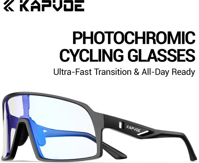 Kapvoe Sportsonnenbrille, Photochrome, Vollrand, Unisex, Kunststoff - Bild 1