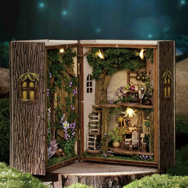 zuuton Holz Miniatur Puppenhaus 3D Puzzle, Montage Gebäude Modell Kit, mit Möbel und Beleuchtung - Bild 1