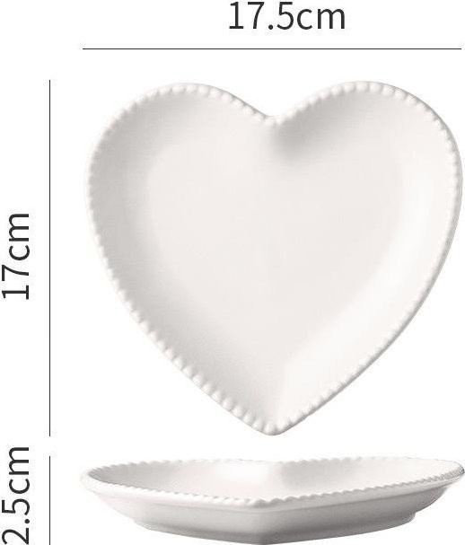 WIKHOSTAR Keramik-Dessertteller in Herzform, Silber und Weiß - Bild 1