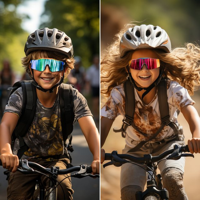 Kapvoe Sportsonnenbrille Kinder, Vollrand, Kunststoff, Wrap - Bild 1