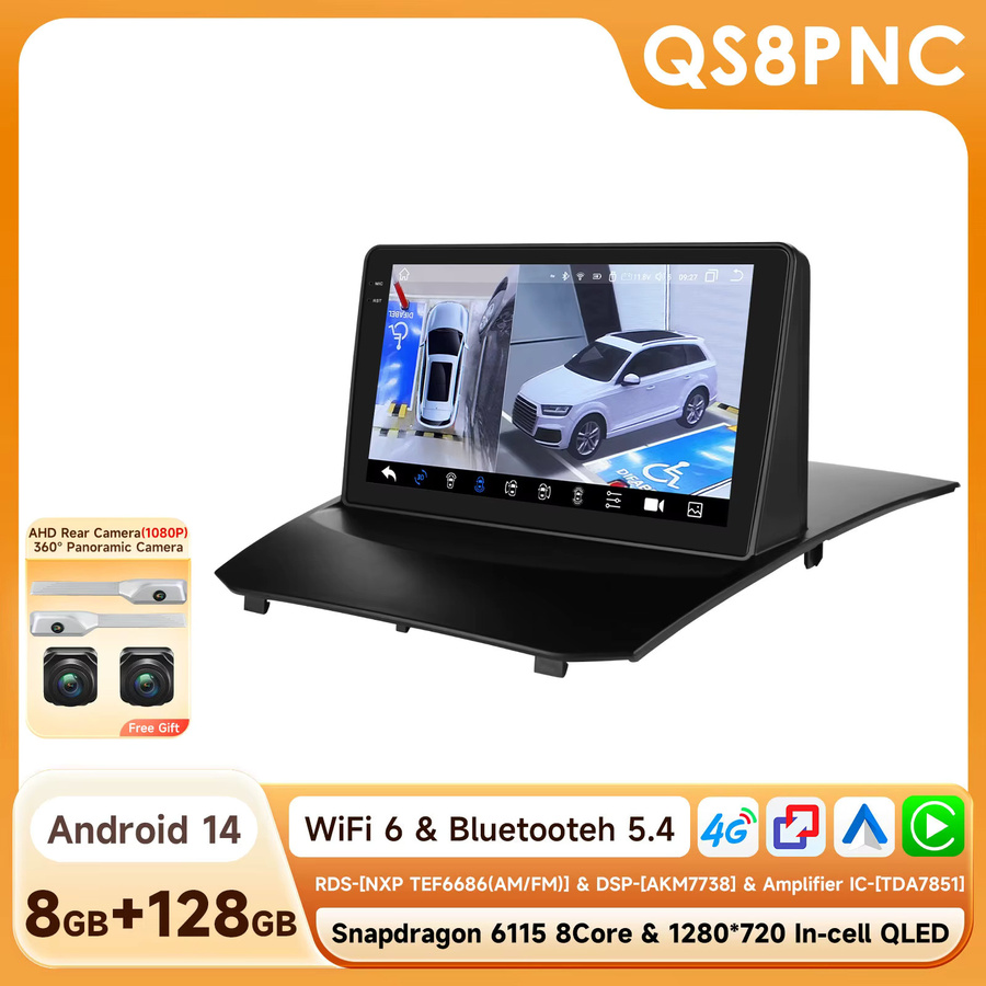 OSSURET 9 Zoll 2 Din Android 15 Autoradio für Ford Fiesta 2009 - 2017 mit Qualcomm Snapdragon 6115 Octa Core, GPS-Navigation, Bluetooth und Wireless Carplay in Schwarz - Bild 6