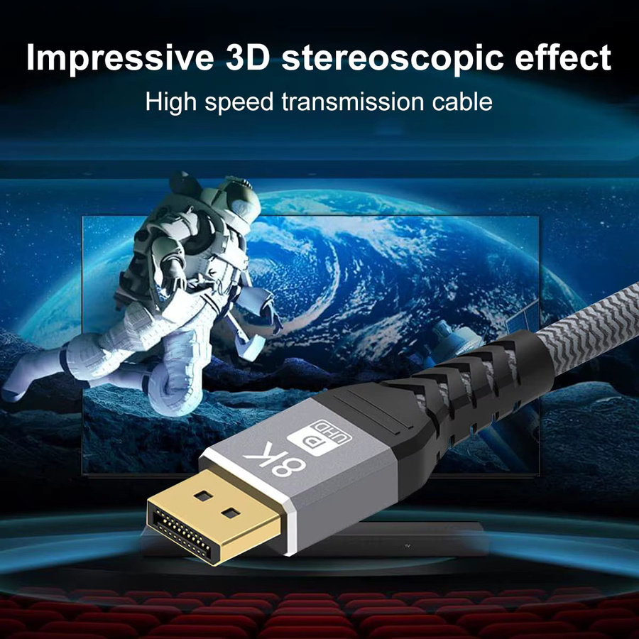 QUERPXAF DisplayPort Kabel in Schwarz für 4K 144Hz 165Hz und 240Hz Gaming PC Laptop TV und Projektor - Bild 3