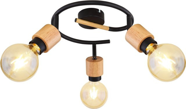 Globo Lighting Wand- und Deckenspot JORNA in Schwarz und Holz mit E27 Fassung - Bild 1