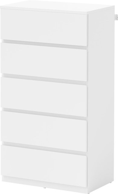 HOMCOM Kommode Schubladenschrank Sideboard mit 5 Schubladen in Weiß, B/T/H: 55 x 34 x 100 cm - Bild 1