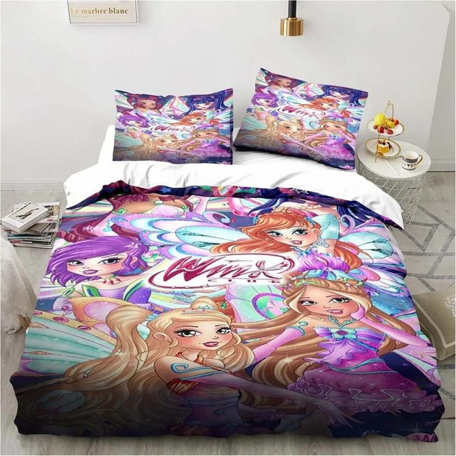 Winx Anime Kawaii Bettwäsche Set aus Mikrofaser, Mehrfarbig, B/B: 240 x 220 cm - Bild 1