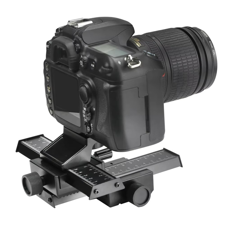 RYH 4-Wege-Makro-Fokussierschiene in Schwarz für Canon, Sony, Nikon und Pentax mit Stativkopf und 1/4-Zoll-Schraube für DSLR-Kameras - Bild 6