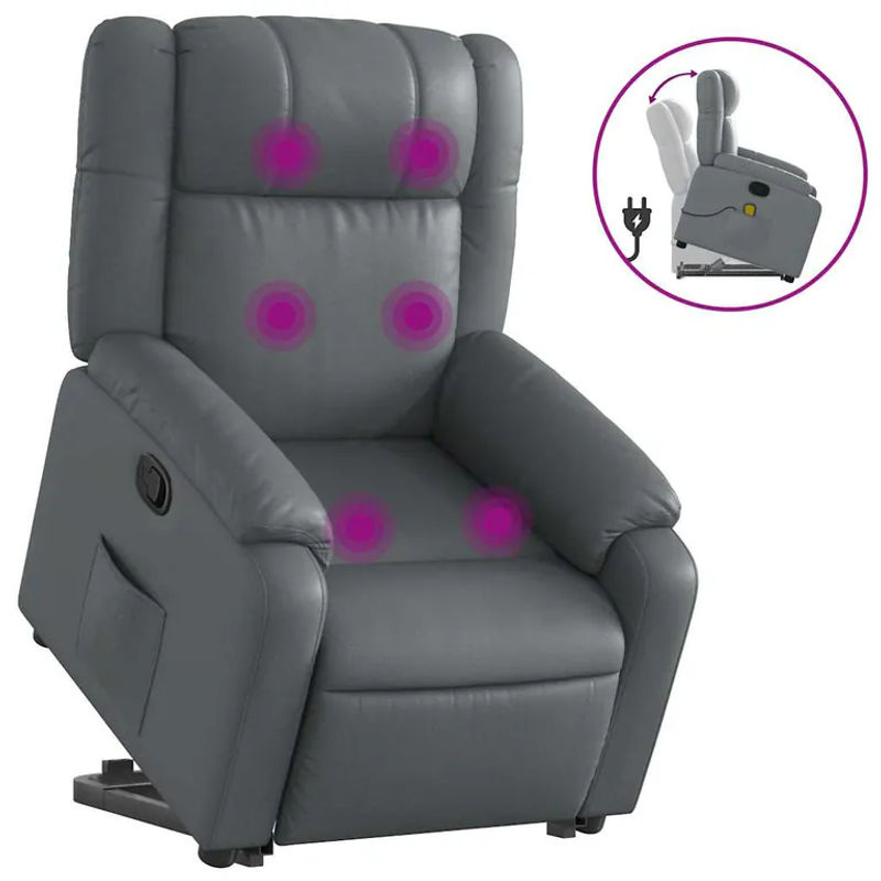Vidaxl Massagesessel und Aufstehhilfe als Relaxsessel in Grau aus Kunstleder - Bild 6