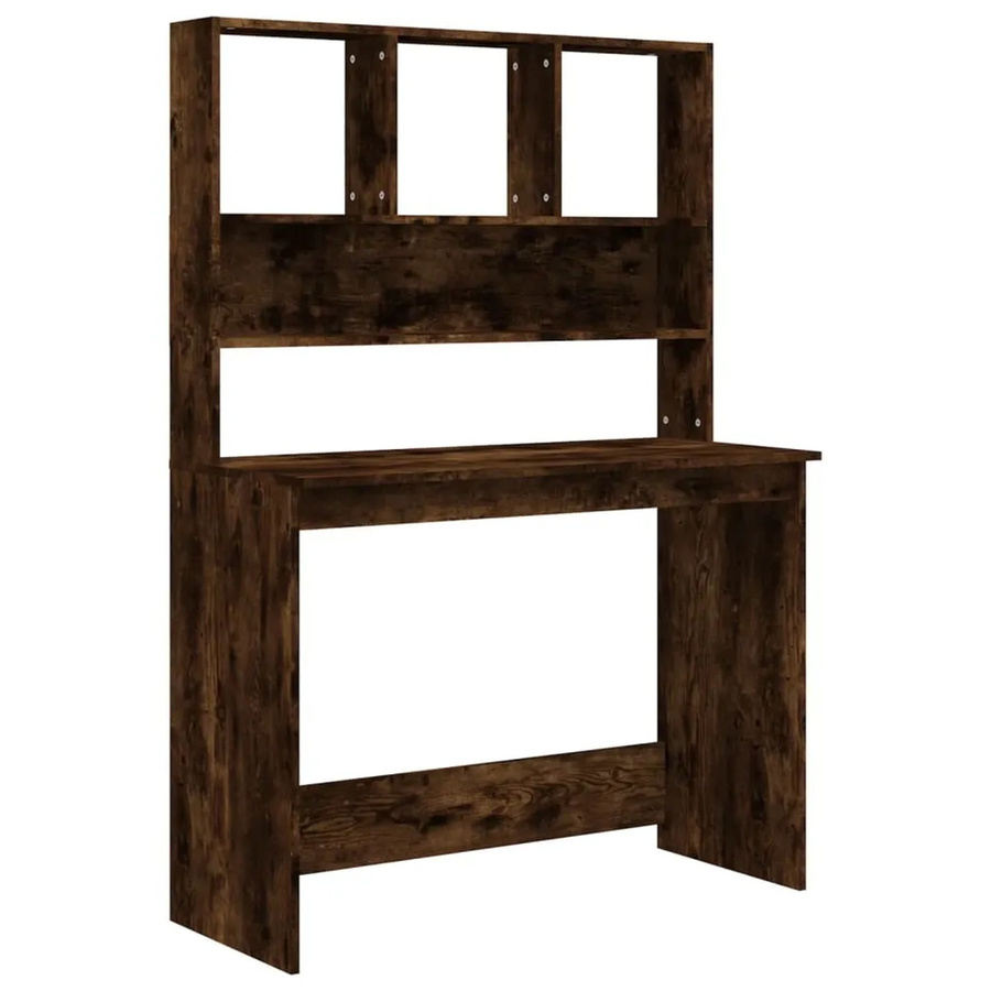 vidaXL Schreibtisch mit Regal in Räuchereiche, Farbe Braun, B/T/H: 102 x 45 x 148 cm - Bild 2