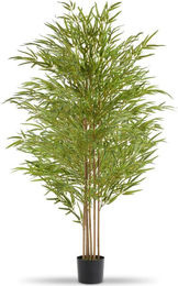 tectake Künstlicher Bambusbaum in Grün mit stabilem Kunststoff-Blumentopf - Bild 1