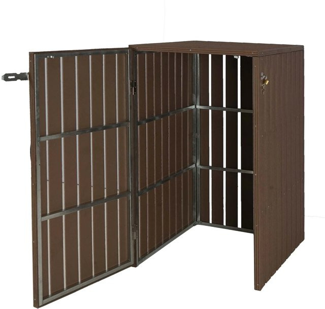 Proregal Mülltonnenverkleidung aus WPC und verzinktem Stahl in Braun, H x B x T: 115 x 77 x 97 cm - Bild 1