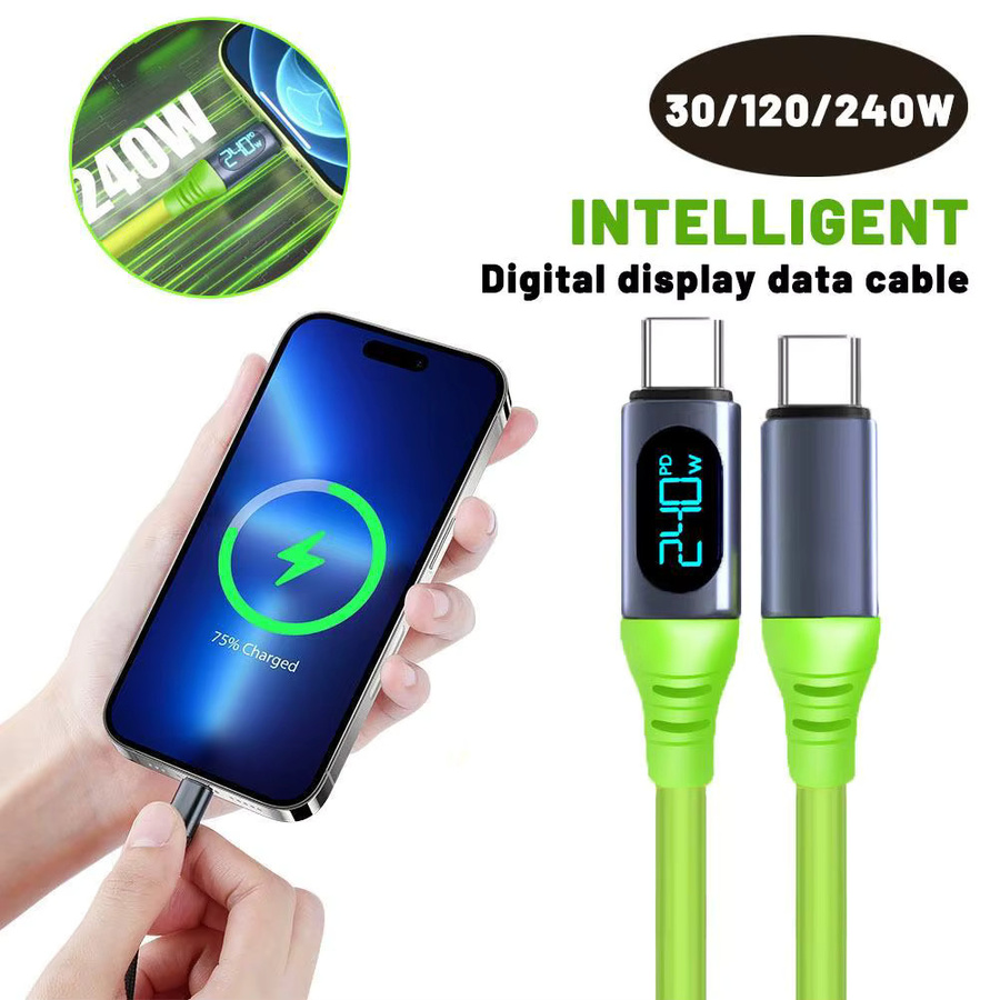 240 W USB-C Schnellladekabel aus Silikon mit Digitalanzeige und PD Flash Ladefunktion für dein Mobiltelefon - Bild 3