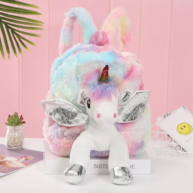 Kidsly Einhorn Plüsch Kindergarten Tasche, Rucksack, Mädchen, Bunt - Bild 1