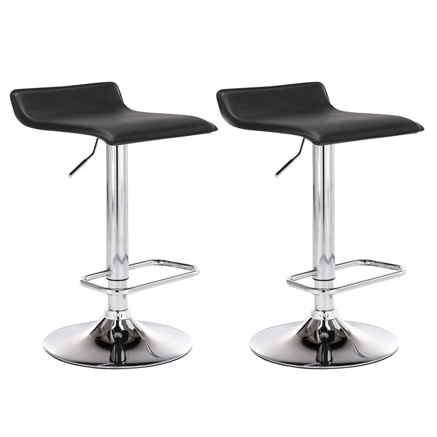 2er Set DELUKE Barhocker DERID aus Kunstleder in Schwarz mit silbernen Details, höhenverstellbar, drehbar mit Lehne, B/T/H: 38 x 41 x 65 cm - Bild 2