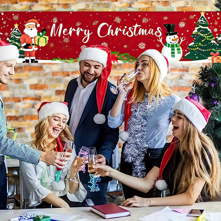 VIKAMA Weihnachts Banner mit Weihnachtsmann und Schneemann, Mehrfarbig, B/H: 180 x 35 cm - Bild 4