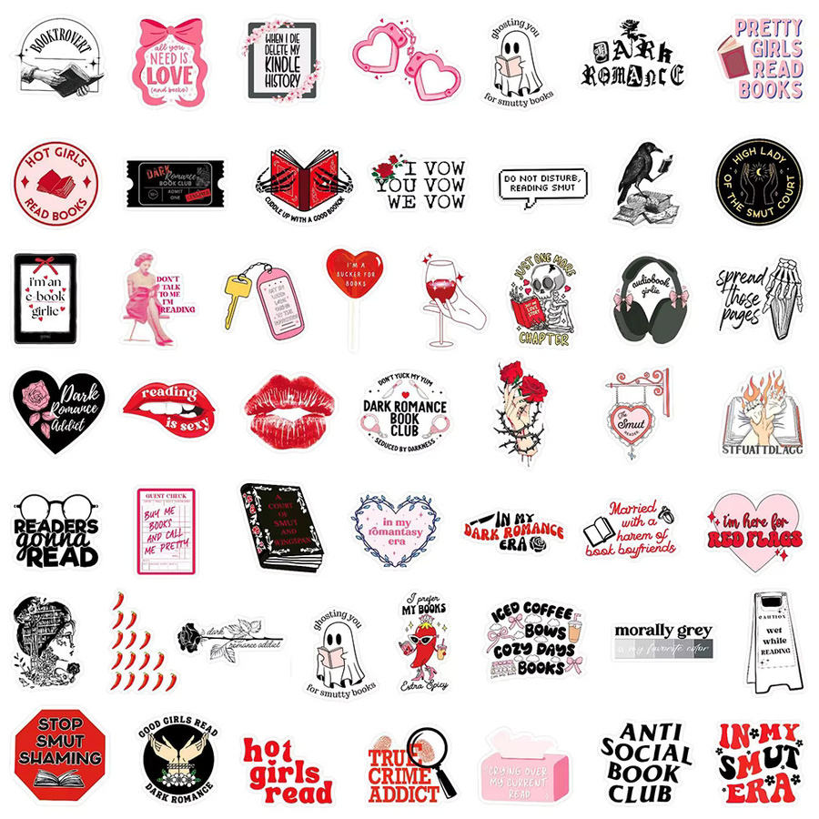 Dark Romance Cartoon Aufkleber Set in Pink und Multicolour für Scrapbooking und Dekoration - Bild 3