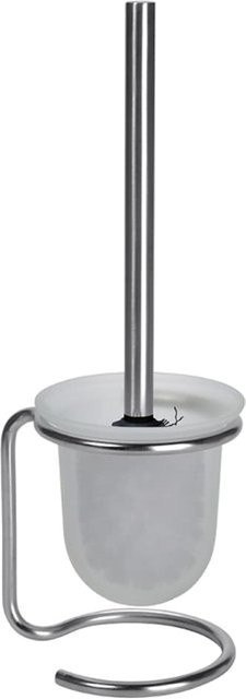 Brillantbad BOMEGA WC-Bürstengarnitur mit Glasbehälter in Schwarz und poliertem Chrom Messing, freistehend, B/T/H: 11,0 x 40,0 x 13,0 cm - Bild 1