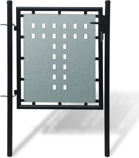 vidaXL Zauntor Einzeltor Schwarz aus verzinktem Stahl B/H: 100 x 125 cm - Bild 1