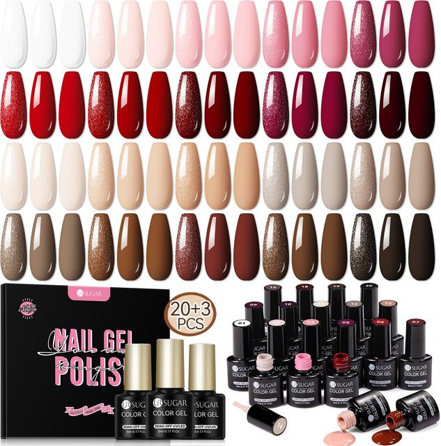 UR SUGAR Gel-Nagellack-Set, 23-teilig, Nude-Rot, 5 ml - Bild 1