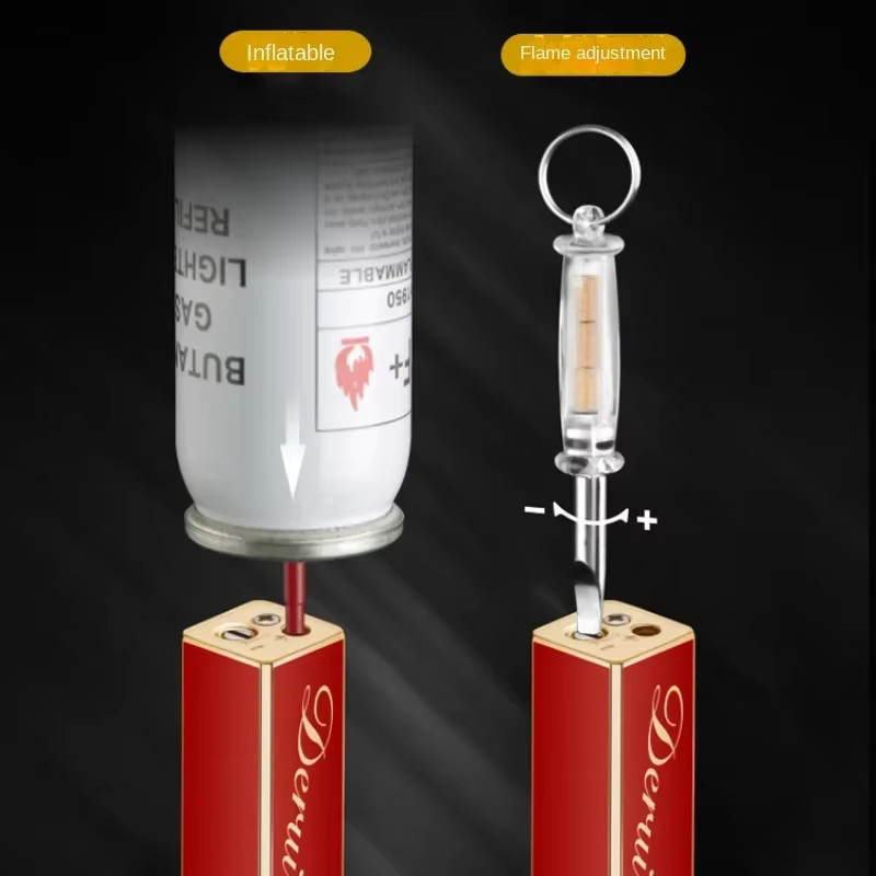 Derui Retro Gasfeuerzeug mit Seitenschiebe-Mechanismus und Box im High-End Design - Bild 3