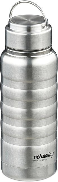 Relaxdays Isoliertrinkflasche aus Edelstahl in Silber, vakuumisoliert und auslaufsicher mit Schraubdeckel, 400 ml - Bild 1
