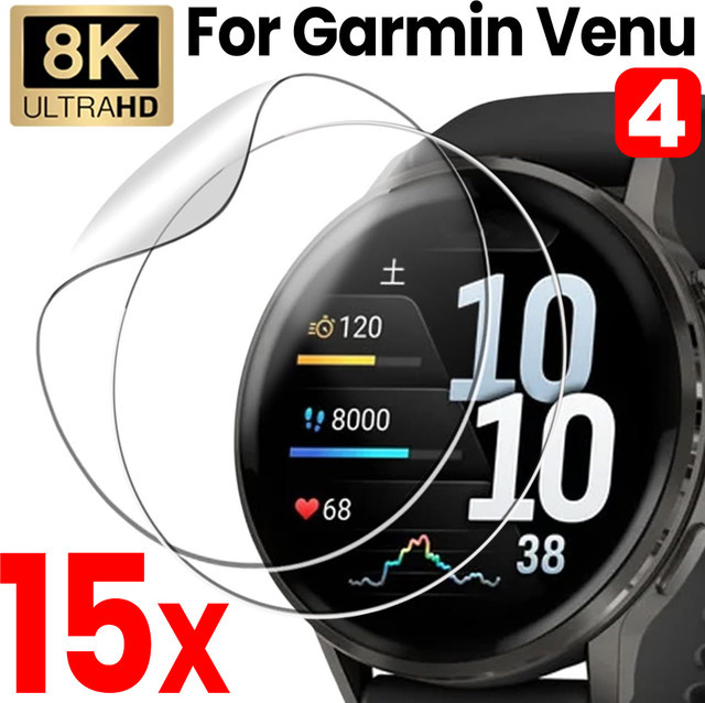 Set aus Hydrogel-Displayschutzfolien für Garmin Venu 4 HD, transparent, passend für 41 mm und 45 mm Gehäusegrößen - Bild 1