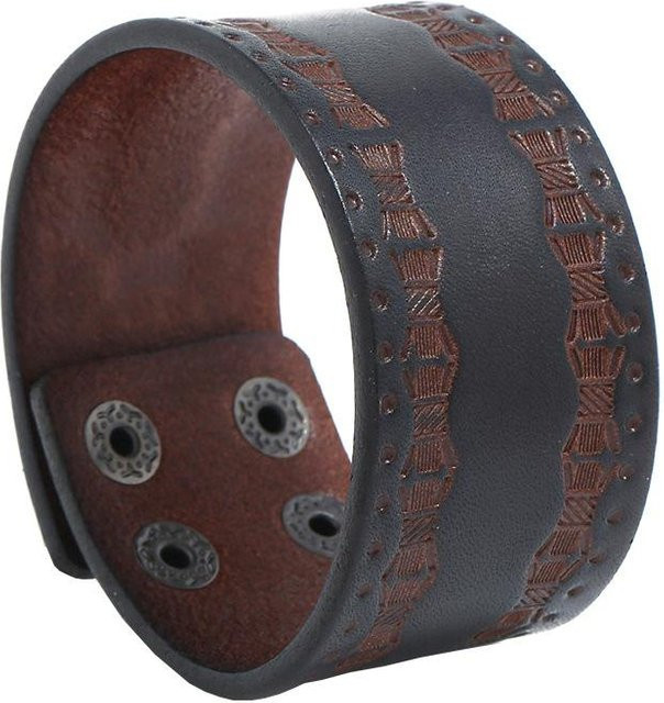 YIRAN Armband, Rindsleder, Braun, Punk, Unisex - Bild 1
